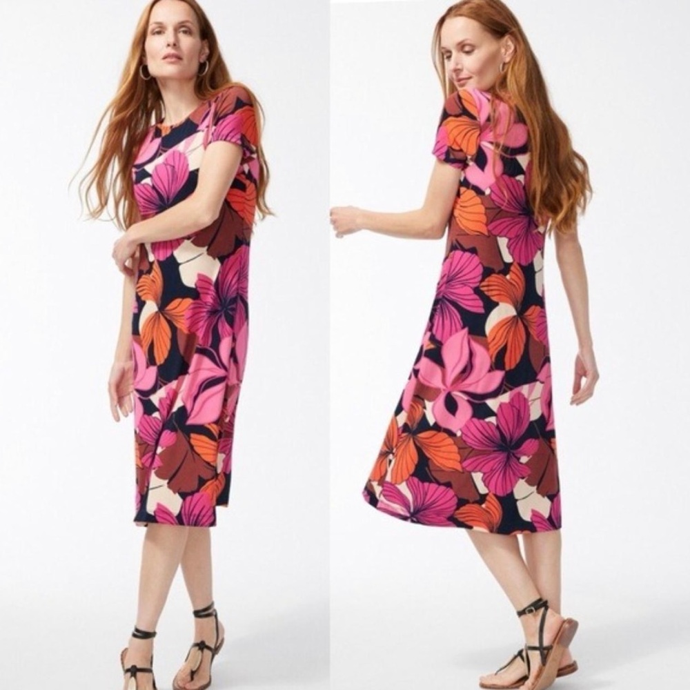 NWT Chicos Travelers knit floral dress Size 1 (Medium)